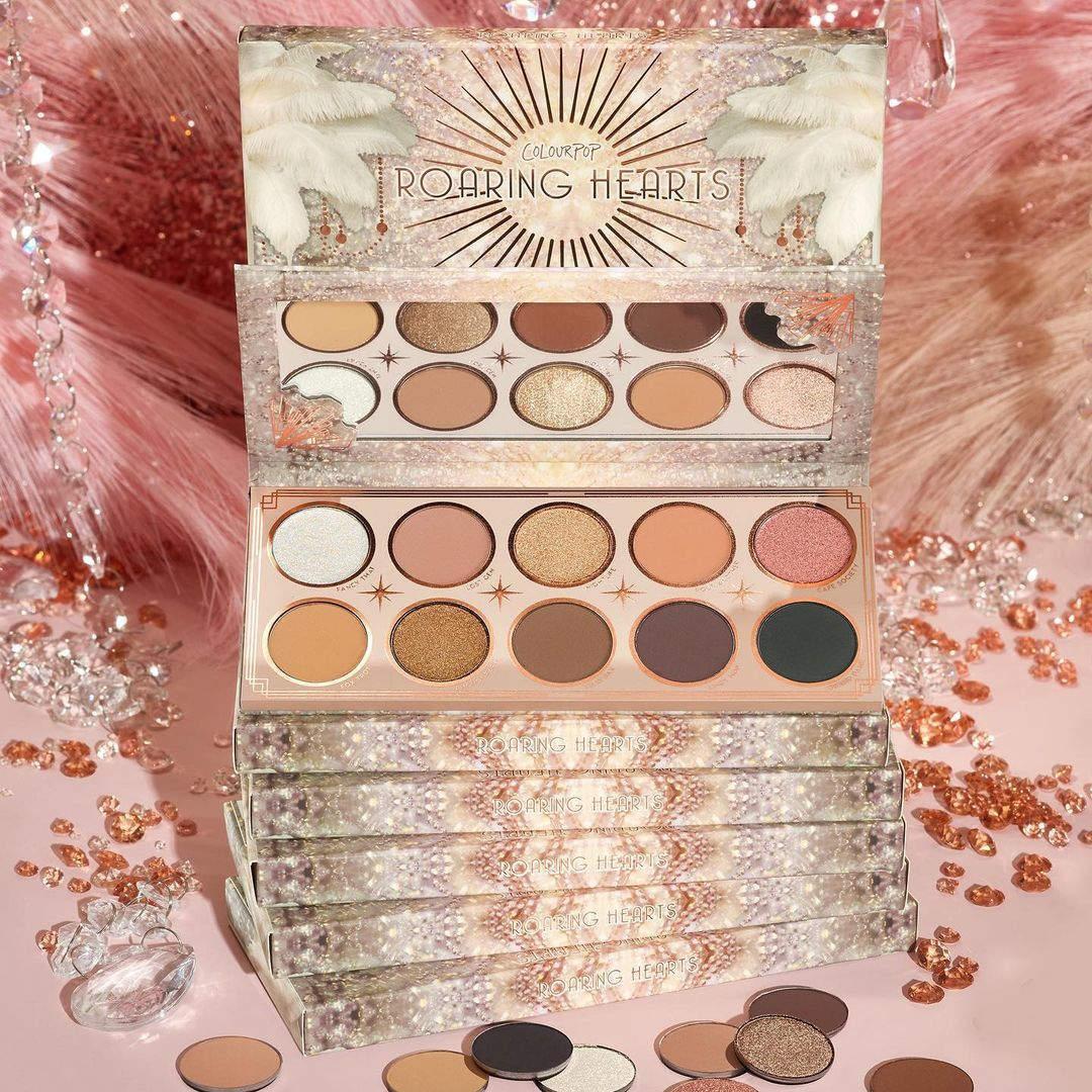 ColourPop Cosmetics Roaring Hearts Collection Roaring Hearts Eyeshadow Palette Stacked Promo